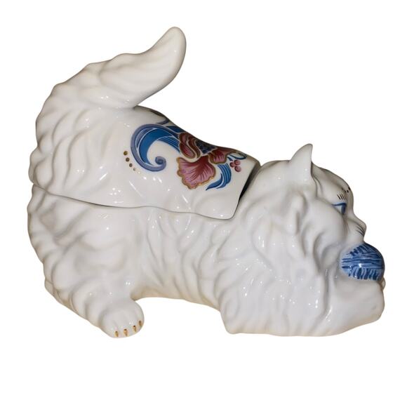 Vtg ELIZABETH ARDEN Floral Kitten Scented Candle Double Wick Two Piece Porcelain - Picture 4 of 16